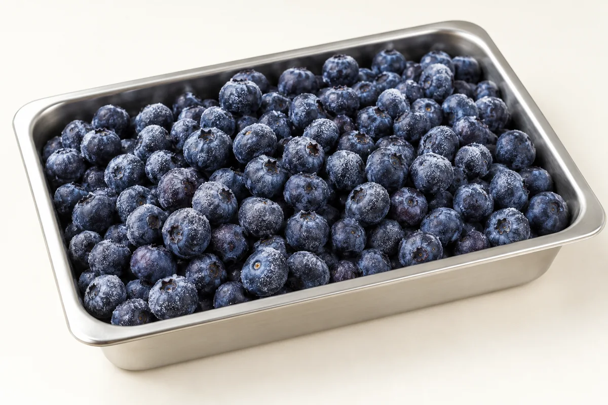 AI-generated product illustration of iqf blueberries